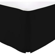 Pleated Crib Skirt; 100% Egyption Cotton and 800 TC Nursery Crib Bedding Skirt for Baby Boys and Girls; Crib Bed Skirt With Split Corners for Easy On and Off, 14 Inch Drop Black Solid